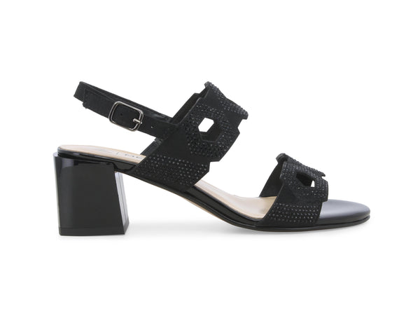 Melluso Sandali Tessuto Traspirante Intagli Strass Tacco Comodo Nero -K35552-245502